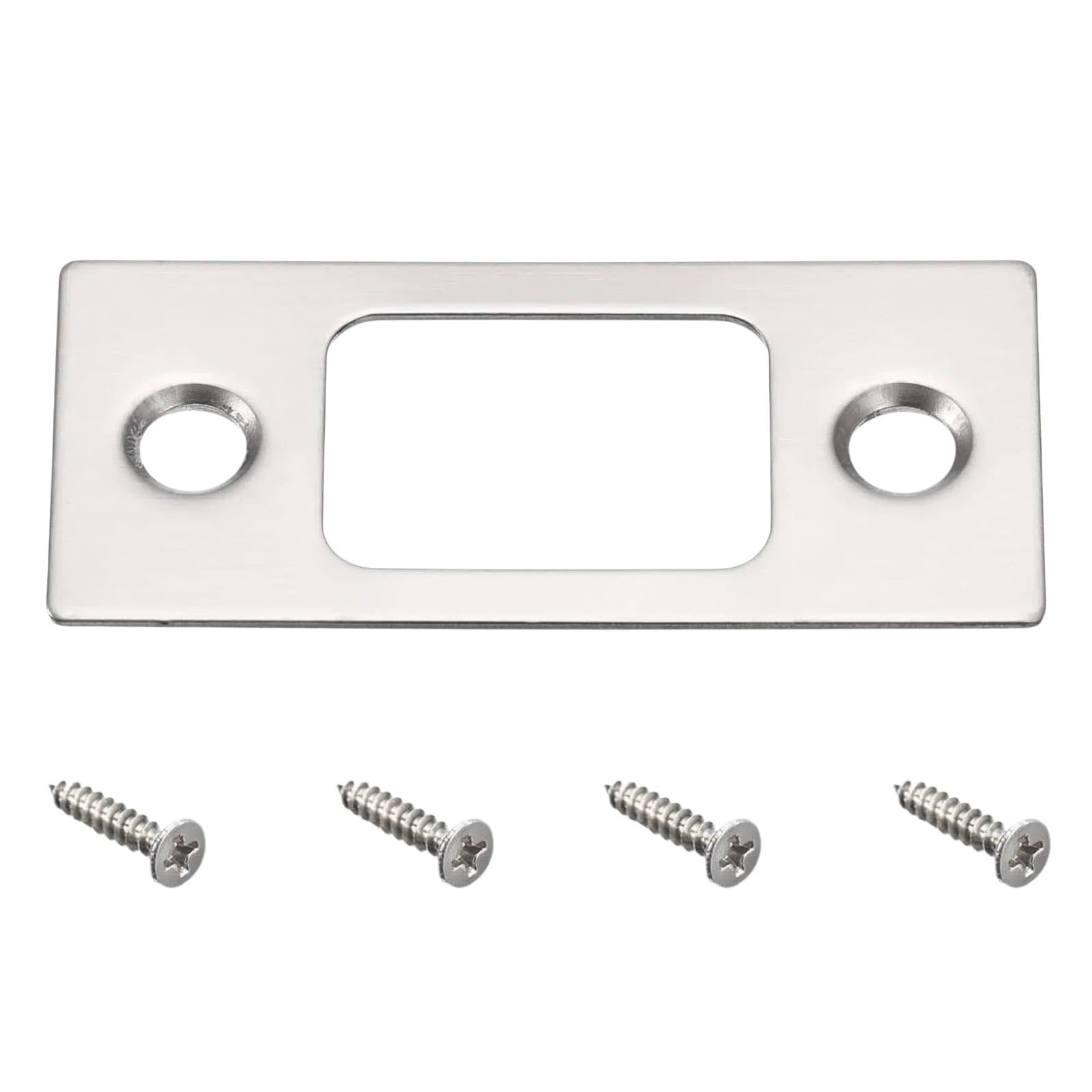 Door Strike Plate 57mm x 25.5mm, 201 Stainless Steel Latch Deadbolt Plate for Door Frame and Door Jamb, Silver Replacement Strike Plate and Door Latch Plate