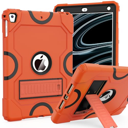 ZoneFoker Case for iPad 6th / 5th Generation (9.7 Inch, 2018/2017 Model), Heavy Duty Shockproof Rugged Protective Case for iPad 9.7 Inch 2018/2017 (Orange)