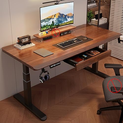EKDJSN Escritorio Elevable con Cajón, Escritorio Ajustable en Altura, Standing Desk Ergonómico, Patas de Acero, Capacidad de Carga: 250 Kg, Escritorio de Pie en Casa(Brown,120x60cm/47.2x23.6in)