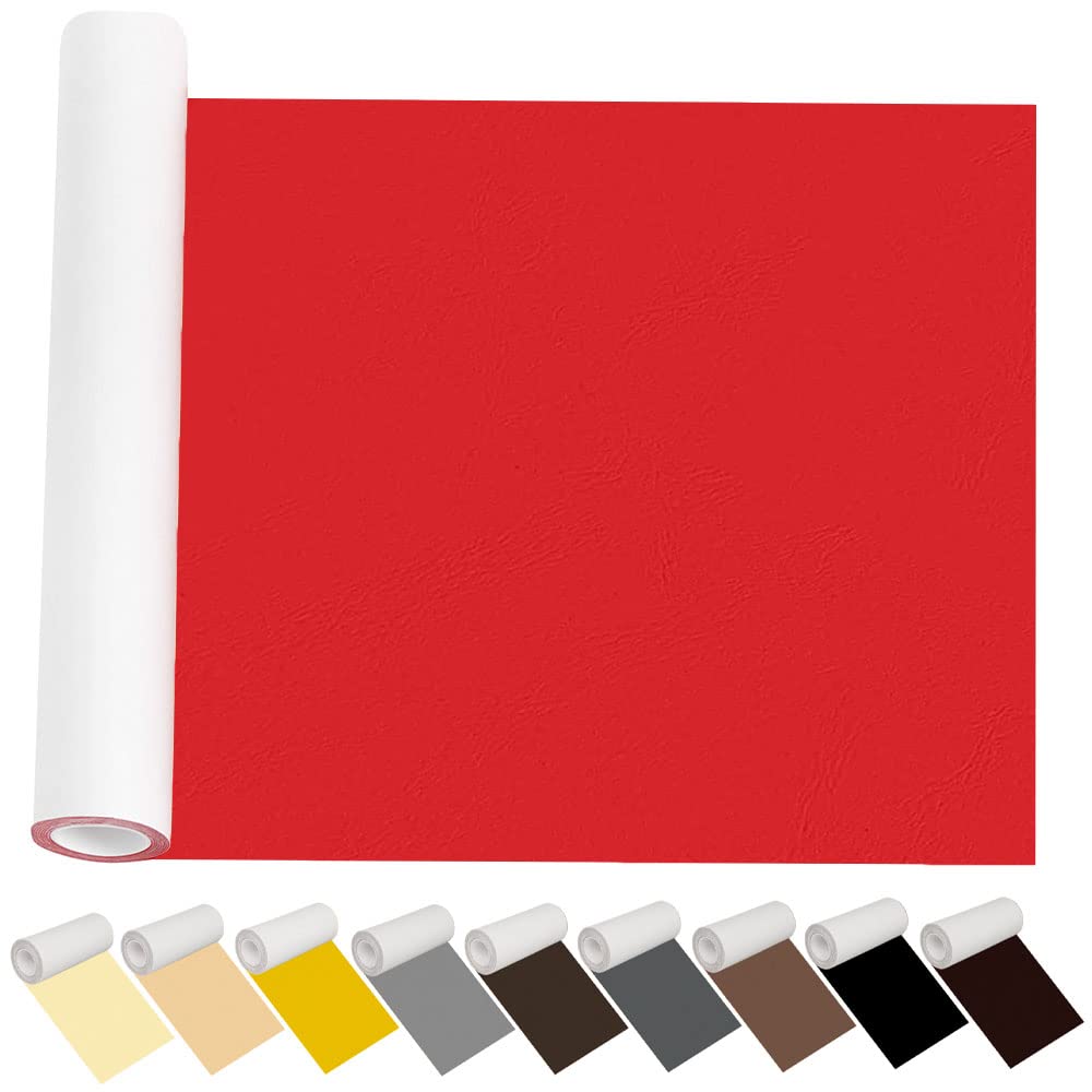 Leather Repair Patch Kit for Furniture 12.6 x 60 inch Red Waterproof Durable Leather Tape,Self-Adhesive Leather Patches for Couch, Sofa,Car Seat,Vinyl