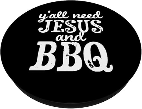 Miniatura 2 de Jesus And BBQ For Religious Barbecue Lovers PopSockets Swappable PopGrip