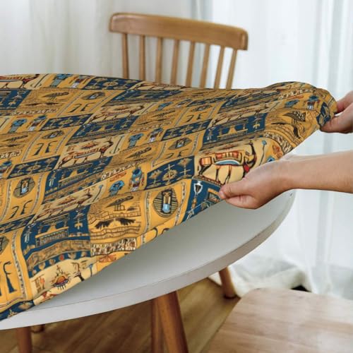 Nappe ronde ajustée élastique imperméable extérieur table 120cm - 5