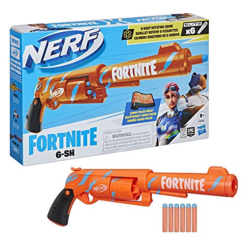 Nerf Fortnite 6-SH Dart-Blaster – Camo Pulse Lackierung, Revolver-Action, 6-Dart Rotationstrommel, enthält 6 offizielle… – Bild 5