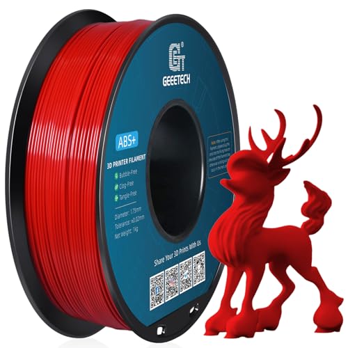 GEEETECH ABS+ Filament 1,75 mm, 3D Drucker Filament ABS 1KG Spool, Maßgenauigkeit +/- 0,03mm, Rot