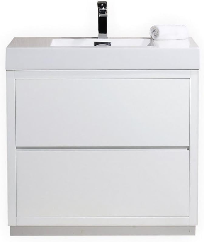 Kube Bath Bliss 36" High Gloss White Free Standing Modern Bathroom Vanity