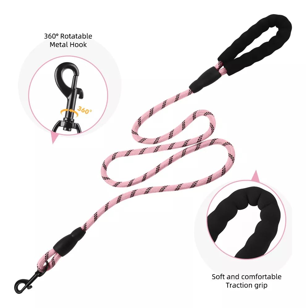 Dog Harness No Pull Adjustable Reflective,for Medium and Large Small Dog with Leash 59.06in (Pink, XL) - image 6