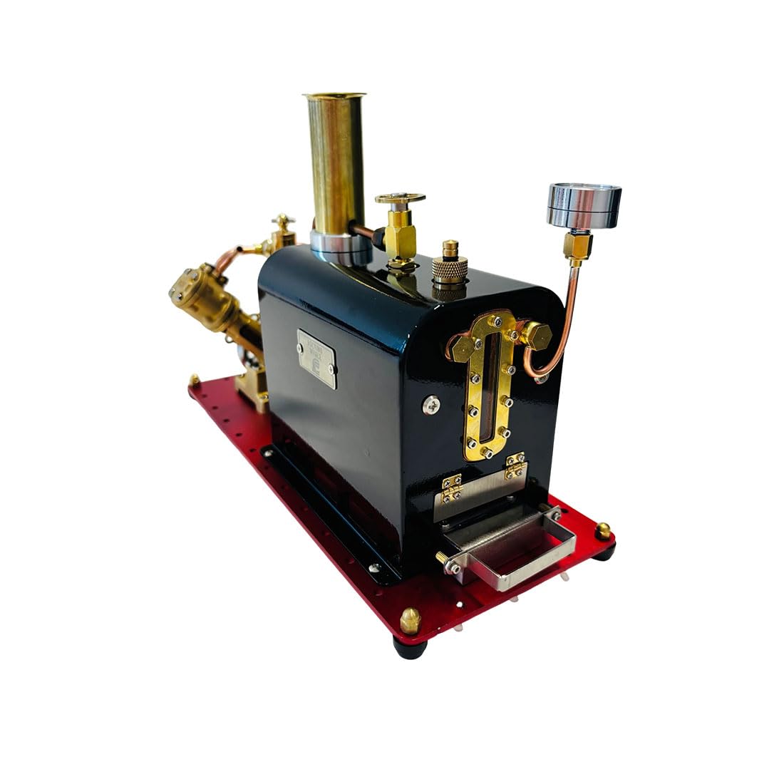 RW-BV2C Mini piston de levage inversé de type V Machine à vapeur à double cylindre et modèle de chaudière, compatible avec les bateaux à vapeur de 70 à 130 cm de long (version montée)