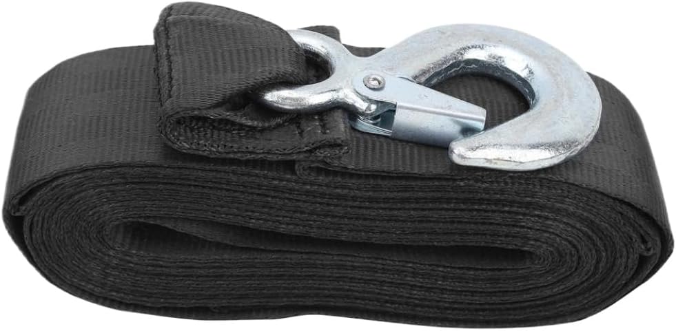 6m Polyester Winch Strap with Heavy-Duty Hook, 5cm Wide Replacement Strap for Marine and Trailer Winches