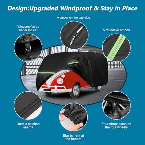 Image of Car Cover for 1950-1992 VW Bus T1 T2 T3, Waterproof 420D Oxford Cloth Cover Outdoor Full Car Covers with Zipper Windproof Heavy Duty All Weather with Wind, Sun, UV and Dust Protectio