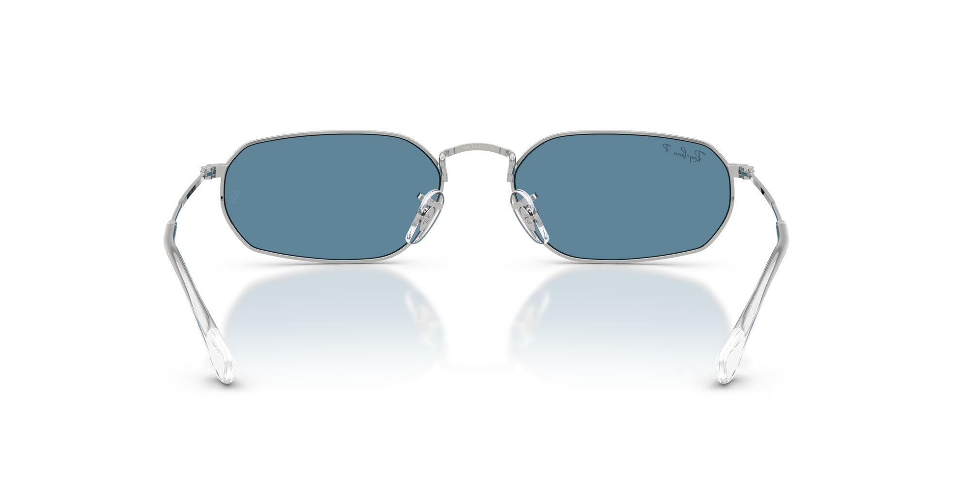 Ray-Ban Occhiali da sole ovali, argento/blu polarizzato, 54 mm, RB3947