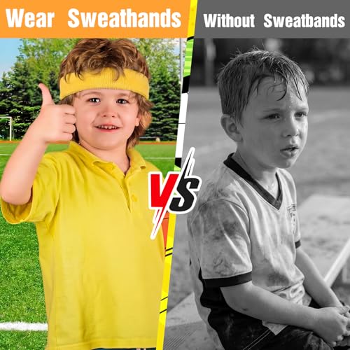 Image of Libima Kids Sweatbands Bulk Boys Headband for Sports Kids Cotton Terry Youth Sweatbands Elastic Sports Headbands Wicking Athletic Bands for Team Activity
