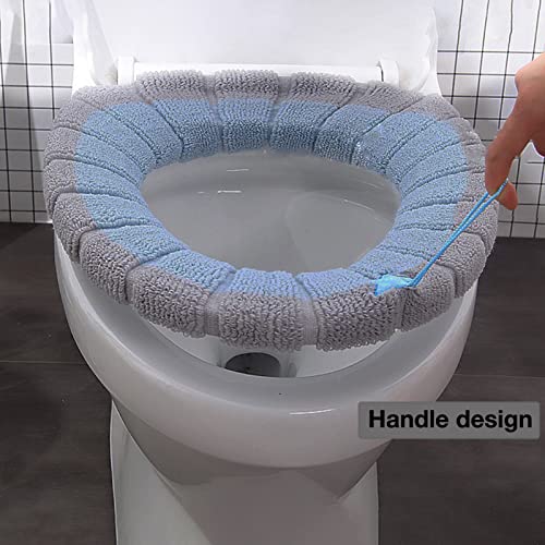 3 Stück WC-Sitzbezug Plüsch Toilettensitzbezug, Universal Warm WC Sitzbezüge WC Sitzkissen Weiche Toilettenkissen Mit Griff, Waschbar WC Sitzwärmer Winter Wc-Sitz Pad Für Zuhause Büro Badezimmer – Bild 5