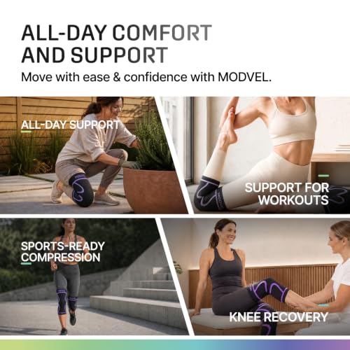 Image of Modvel 2 Pack Knee Brace for Women - Knee Support for Walking, Knee Compression Sleeves for Pain Relief, Knee Sleeves for Women, Knee Brace for Sports, Workouts & Arthritis