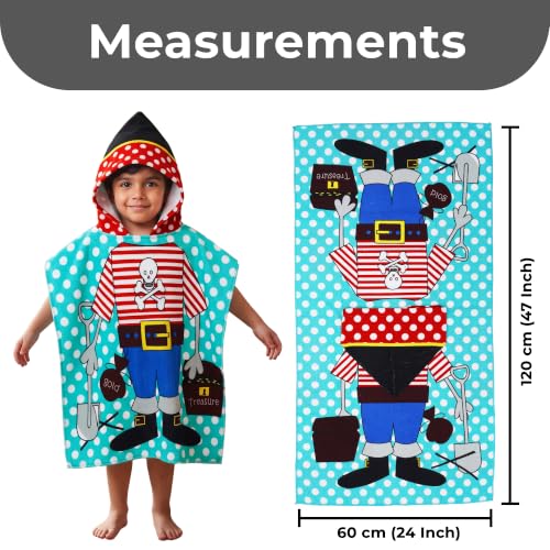 Image of Kids Poncho Towel 300 GSM 120x60 CM, Pirate, Sea Green