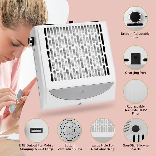 Blossed Nail Dust Collector Quite With Led Light thumb #6