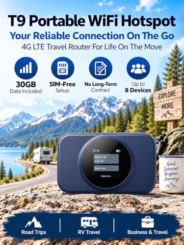 T9 Portable WiFi Hotspot, 4G LTE Travel Router, 30GB US Data, No SIM - image 2