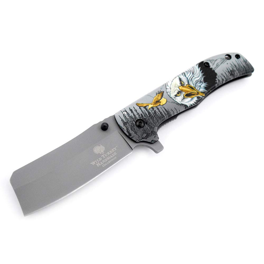 Wild Turkey Handmade Smooth Handle Rescue Style Folding Pocket Knife Hiking Camping Fishing - Razor Blade (1199)