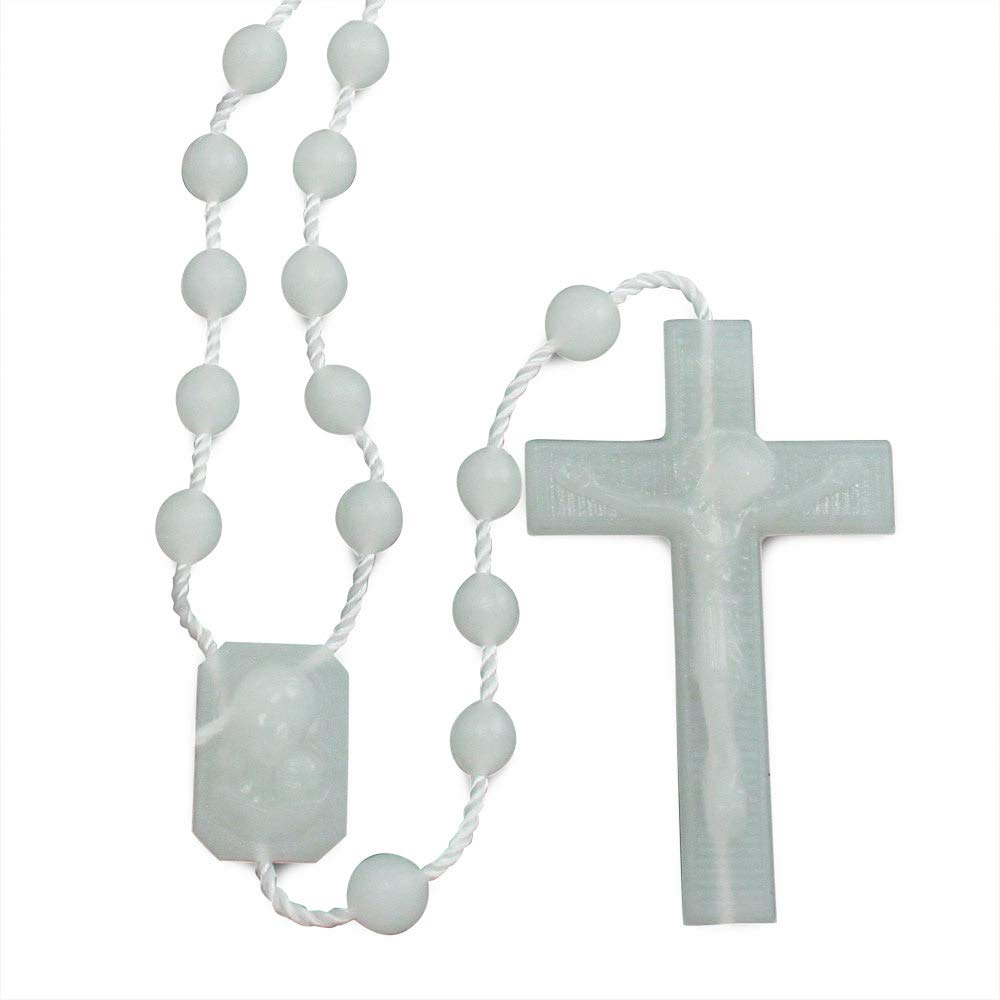 RosaryMart Catholic Rosary Beads for Prayer – Glow in The Dark Plastic Rosary with Crucifix for Women, Men, Religious Gifts for Baptism, Church Favors