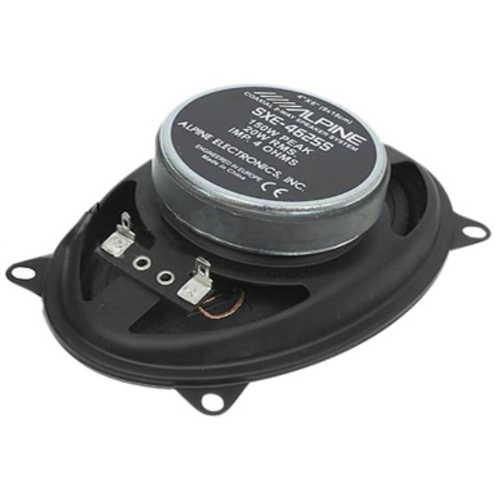 Kit Set para Alpine SXE-4625S 2 Altavoces coaxiales de 2 vías 4" x 6" 10 x 15 cm 100x150 mm 20 vatios rms y 150 vatios máx para Coche, por par + 5 Pegatinas + Tornillos de instalación incluidos