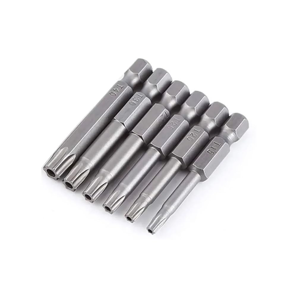 Ruxyoie 12 Pcs Tamper Resistant Torx Bit Set T5-T40 50Mm 1/4" Hex Shank