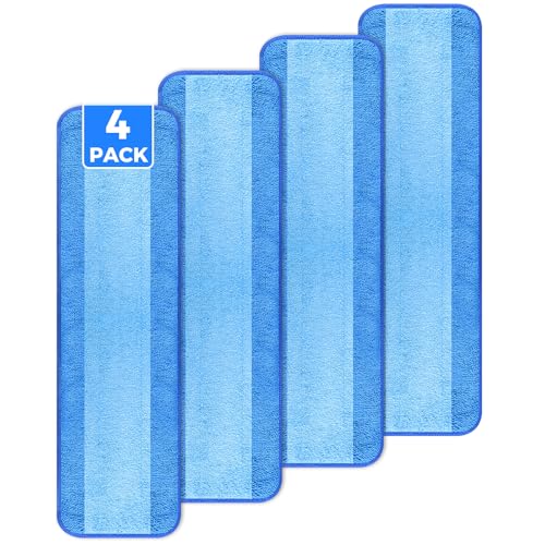 wlich 4-Pack Microfiber Cleaning Pads, 18-Inch Microfiber Mop Pads Compatible