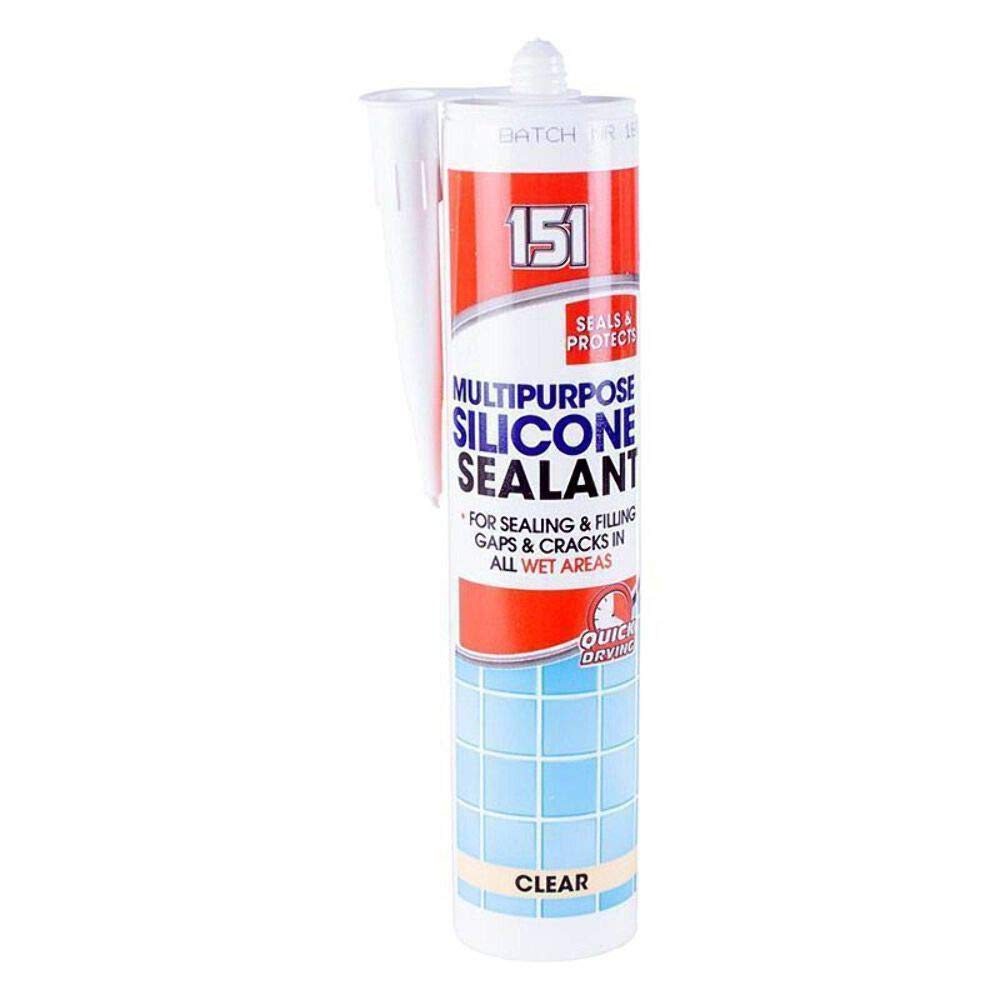 151 Waterproof Multi Purpose Silicone Sealant | Sealing & Filling Gaps & Cracks in All Wet Areas (Clear, 280ml)