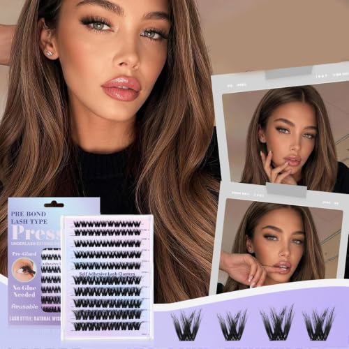 Image of MAYCREATE 100Pcs Self Adhesive Eyelash Natural Wispy Lash Clusters 10-16mm