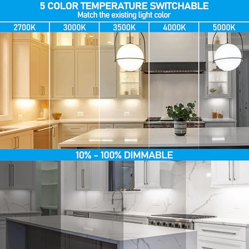 Image of TORCHSTAR 4-Pack 8 Inch 5CCT LED Under Cabinet Lighting Aluminum, White | Linkable, ETL T24, Hardwired & Plug-in, 6W 450LM, CRI90, 120V Dimmable, For Kitchen Counter, 2700K /3000K /3500K /4000K /5000K