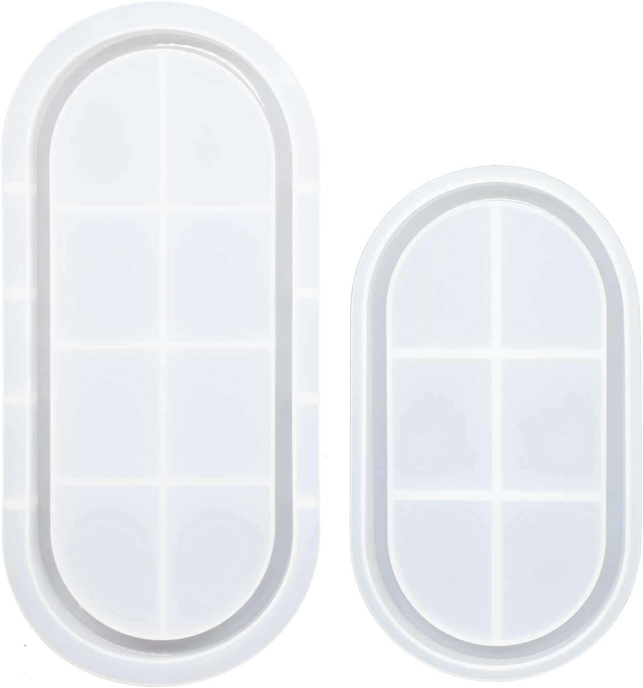 DELFINO 2 Pieces Silicone Tray Resin Mold Large Rectangle Rolling Tray Mold Oval Epoxy Casting Coaster Mold Resin Board Mold Jewelry Holder Mold Fruit Plate Tray Mold With Edge For Home Decor