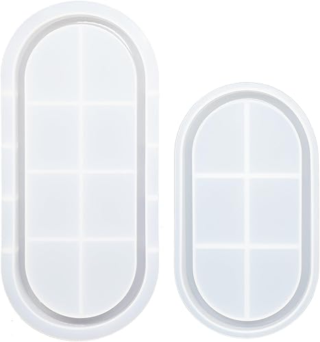 Miniatura 5 de Moldes ovalados grandes de silicona para hormigón ovalados para platos de resina, bandeja de hormigón, manualidades, 9.5 x 4 x 0.78 pulgadas,