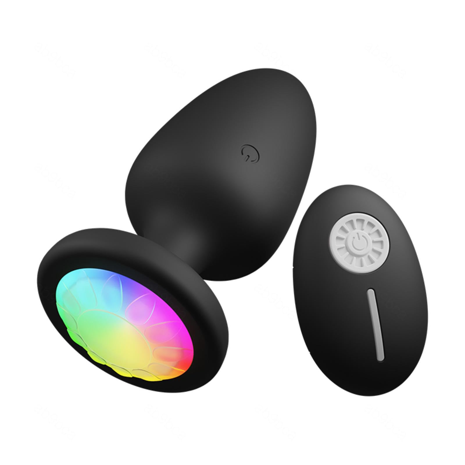 Analvibratoren Klein Silikon Analplug für Anfänger LED Leuchtender Butt Plug Vibrator 10 Modi mit Fernsteuerung, Prostata Massage Sexspielzeug für Männer, Schwarz
