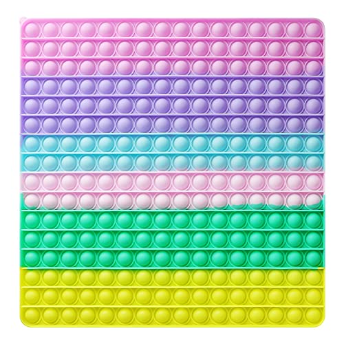 Aemotoy Big Size Push Bubble Sensory Toys for Autism ADD ADHD Silicone Rainbow 256 Bubbles Pop Toy Stress Anxiety Relief Pressure Relieving Toy Novelty Gift for Kids Adults,ColorSquare