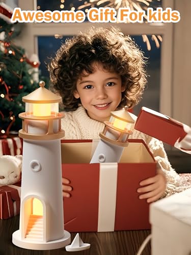 Image of Moon Lamp Projector Night Light,Lighthouse Lamp Decor Night Light for Kids,Moon Light Galaxy Projector Rechargeable LED Aesthetic Table Lamp Christmas Birthday Gifts for Kids Boys Girl
