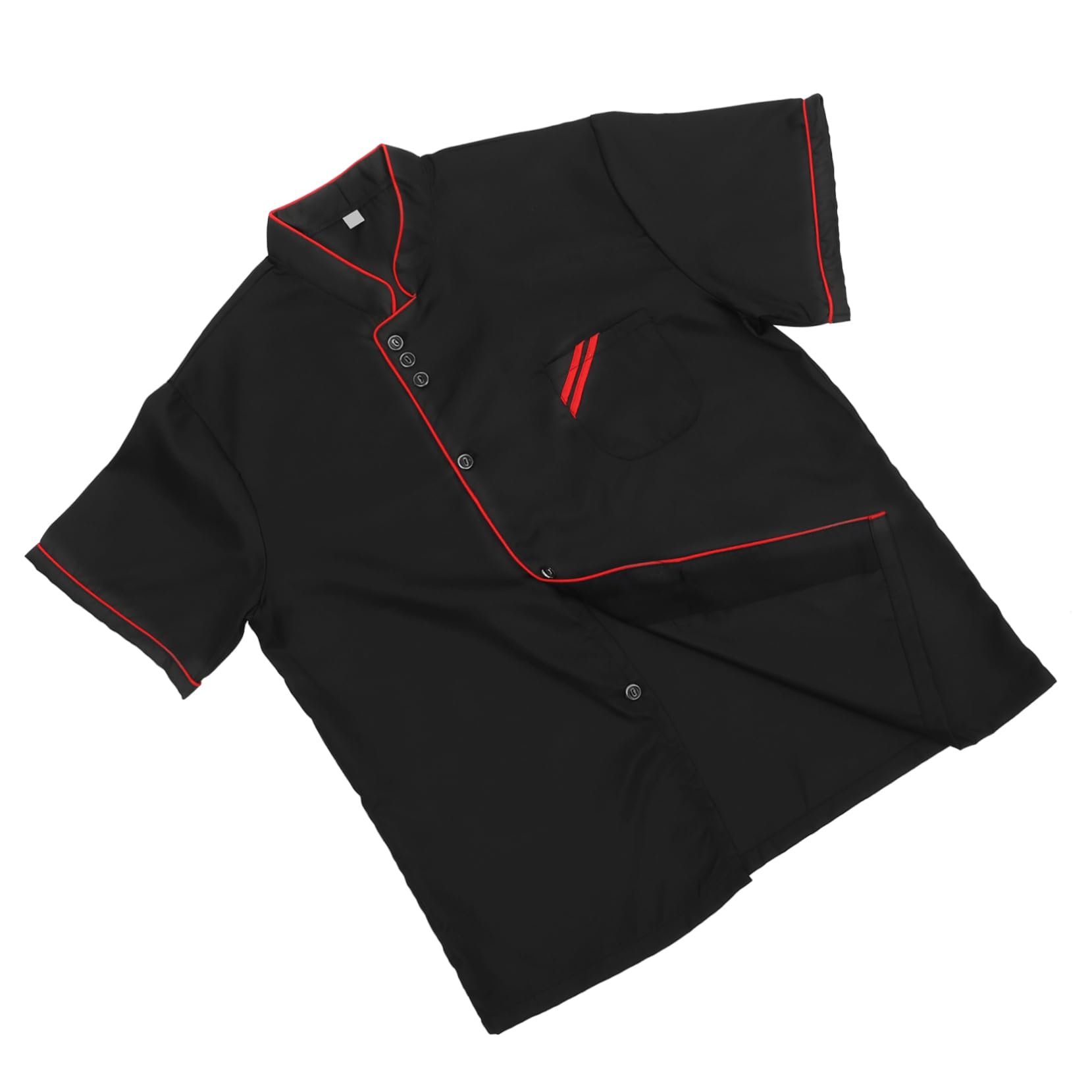 Unisex Chef Coat Black Short Sleeve Chef Jacket Uniform Food Service Catering Shirt Cloth for Hotel Restaurant Bakery Cooker Size L