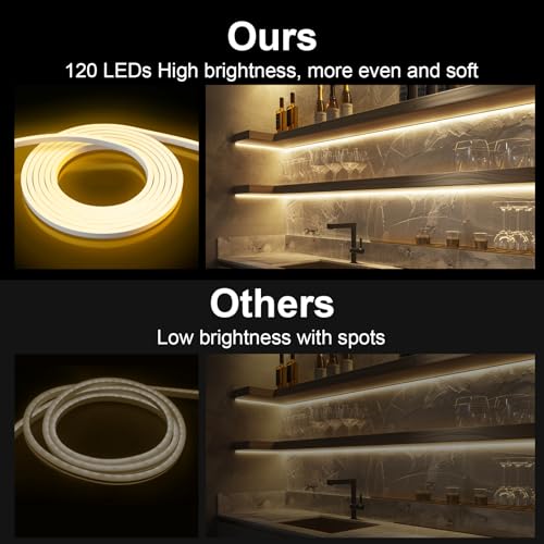 Image of LED Neon Rope Lights, 16.4ft /5m Warm White Neon Light Strip,12V Flexible Waterproof LED Strip, Silicone Neon Lights for Kitchen Bedroom Indoor Outdoor Decoration (Power Adapter not Included)