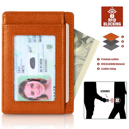 Image of Travelambo Slim Wallet Front Pocket Minimalist Leather RFID Blocking Medium Size