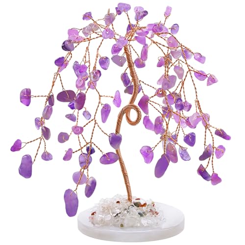 ZHIYUXI Amethyst Crystal Purple Room Decor Home Office Crystals Tree Gifts for Men Women Gemstones Lucky Stones