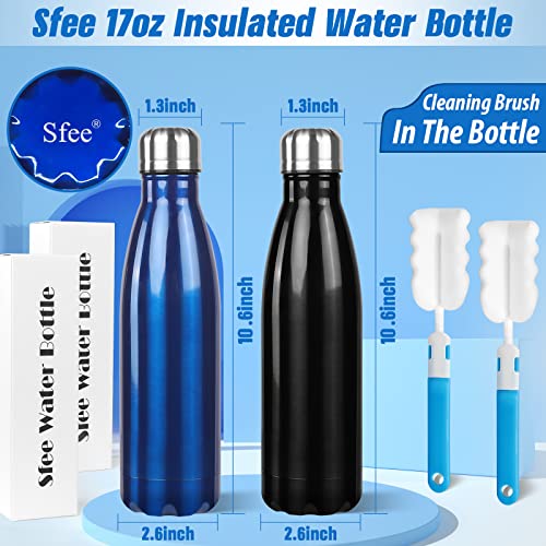 Image of Sfee Insulated Water Bottle, 17 oz Stainless Steel Water Bottles, Double Wall Vacuum Reusable Water Bottles Leak Proof BPA-FREE Sports Bottle Cup Keep Hot&Cold for Running Gym Workout Cycling Kids