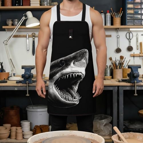 Delantal de trabajo Black Shark Head con 8 bolsillos ajustable miniatura 4