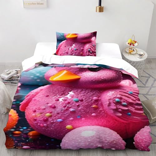 Housse de couette single Canard Rose en microfibre 135x200