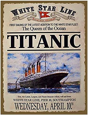 Tin Sign Vintage Movie Posters Titanic Bar Family, Vintage Metal Club Movie Wall Art Decoration 8x12 Inches