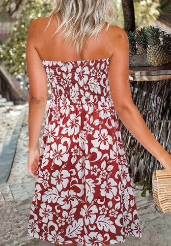 Image of Zyyfly Strapless Dress for Women Summer Beach Boho Smocked Tube Top Dress
