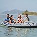 Intex Excursion 5 Person Inflatable Boat Set with 2 Aluminum Oars and Pump, Intex 12V Transom Mount Boat Trolling, and Motor Mount Kit