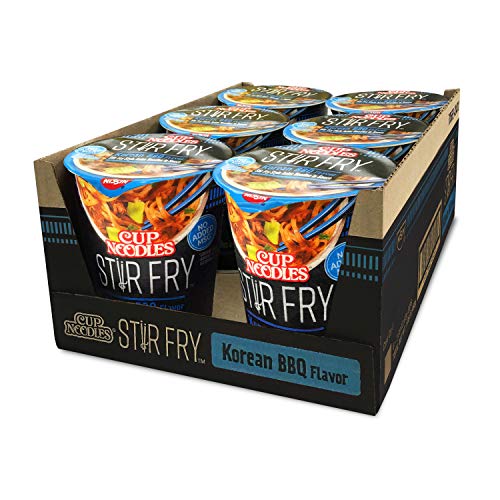 Image of Nissin Cup Noodles Stir Fry Noodles in Sauce, Korean BBQ, 2.89 Ounce (Pack of 12)