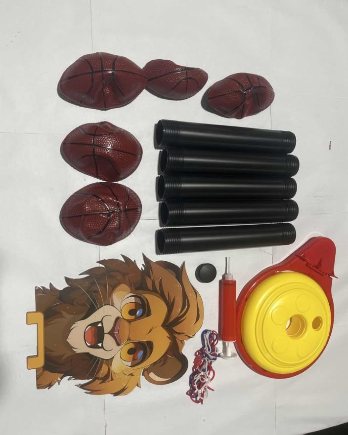 KIOALXZ Juego de aro de Baloncesto para niños con Altura Ajustable para Interiores, Juego de Lanzamiento con Base Estable, Cinco Pelotas, en casa. de aro de, Marrón, 26x22x130cm