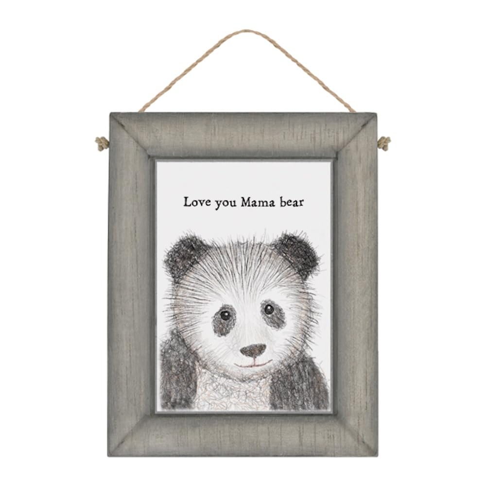 East of India Wooden Plaque Home Decorative Hanging Wall Rustic Sign Sentimental Gift Bear Picture ''Love you Mama bear''