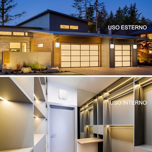 Sigmaled Lighting - Plafoniera Led Esterno Interno 20W IP65, Applique Da Parete Esterno Con Sensore Di Movimento, Luce Naturale 4000K 1900Lm, Luci Esterne A Muro Quadrata Per Giardino, Scale, Casa - 3