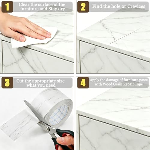 Image of GSCIT Club Marble Wallpaper, 2.4 inch X 15ft Self Adhesive Wood Grain Repair Tape Marble Repair Patch for Tables, Chairs, Baseboards, Doors, Windows, Floors, Handicraft DIY.