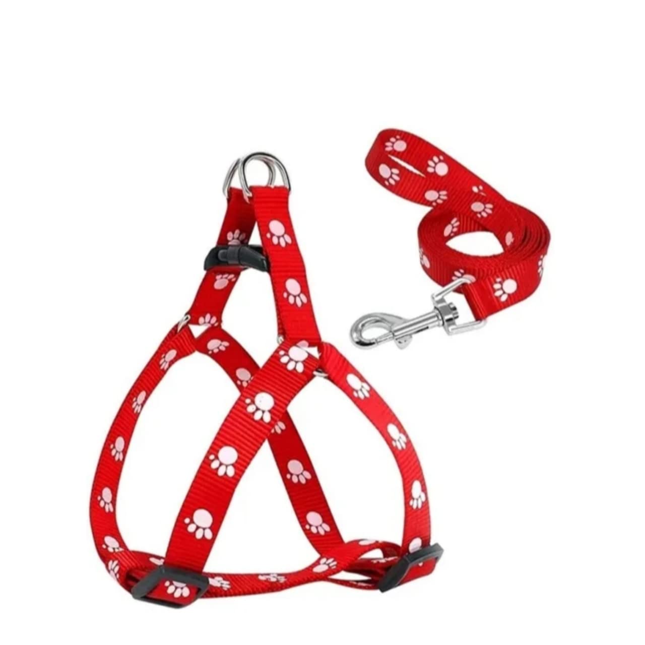 DRK Shopmart Durable 15MM Nylon Paw Print Puppy Harness and Leash with Stainless Steel Hook Set Ideal for Training/Walking Outdoor Dogs and Puppies (Red) (B0C23LKGDX) Amazon Price History, Amazon Price Tracker