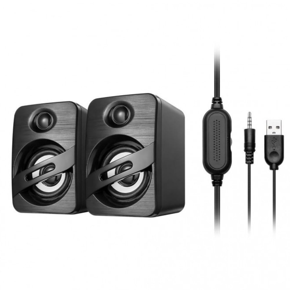 astrum su125 2.0ch computer speaker with usb powered, aux-in, 6w rms, volume adjuster, 90hz-20khz, 5v dc input, laptop speaker, compatible for pc, monitor, mac